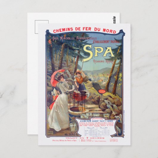 Spa België  Poster spoorweg 1900 Briefkaart (Voorkant / Achterkant)