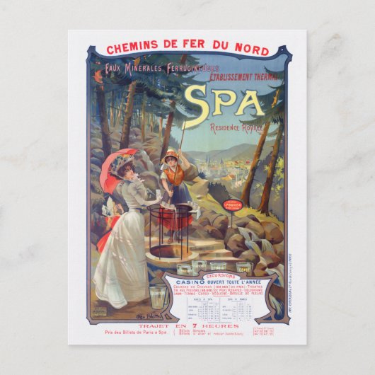Spa België  Poster spoorweg 1900 Briefkaart (Voorkant)