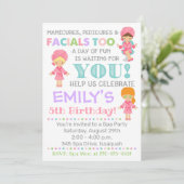 Spa Birthday Invitation Girl Spa Kaart (Staand voorkant)