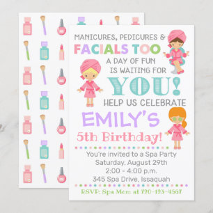 Spa Birthday Invitation Girl Spa Kaart