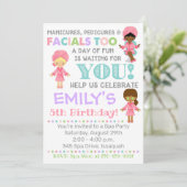 Spa Birthday Invitation Girl Spa Kaart (Staand voorkant)