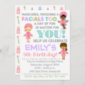 Spa Birthday Invitation Girl Spa Kaart (Voorkant / Achterkant)