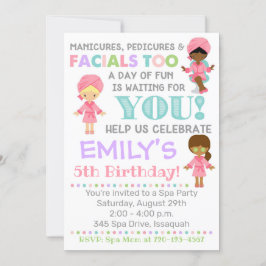 Spa Birthday Invitation Girl Spa Kaart