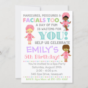 Spa Birthday Invitation Girl Spa Kaart