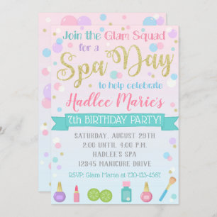 Spa Birthday Invitation Spa Party Kaart