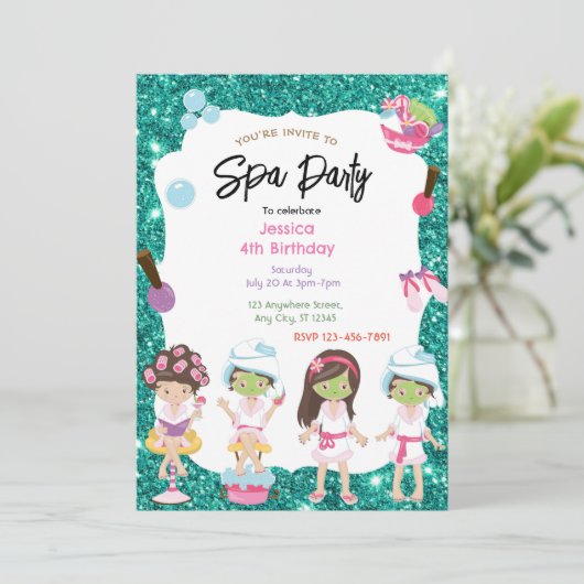 Spa Birthday Party Invitation Kaart (Staand voorkant)