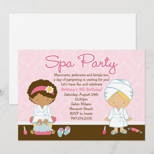 Spa Birthday Party Invitation Kaart (Voorkant / Achterkant)