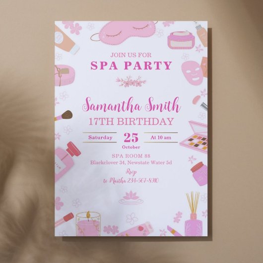 Spa Birthday Party Invitation Kaart