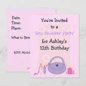 Spa Birthday Party Invitation Kaart (Voorkant / Achterkant)