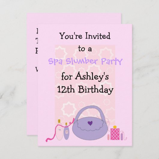 Spa Birthday Party Invitation Kaart (Voorkant / Achterkant)