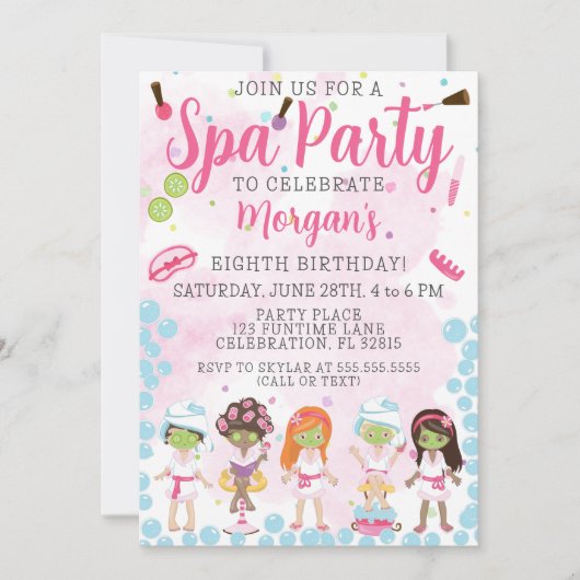 Spa Birthday Party Invitation Kaart (Voorkant)