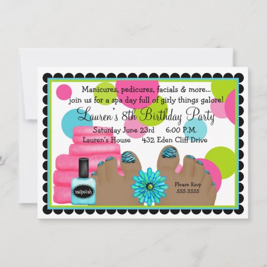 Spa Birthday party Invitations Kaart (Voorkant)