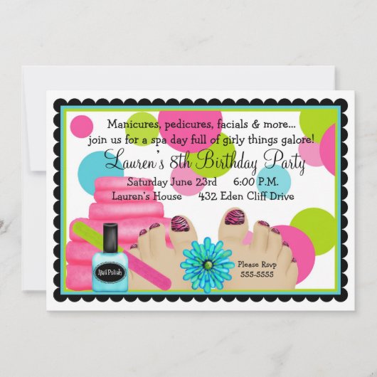 Spa Birthday party Invitations Kaart (Voorkant)