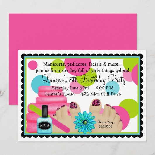 Spa Birthday party Invitations Kaart (Voorkant / Achterkant)