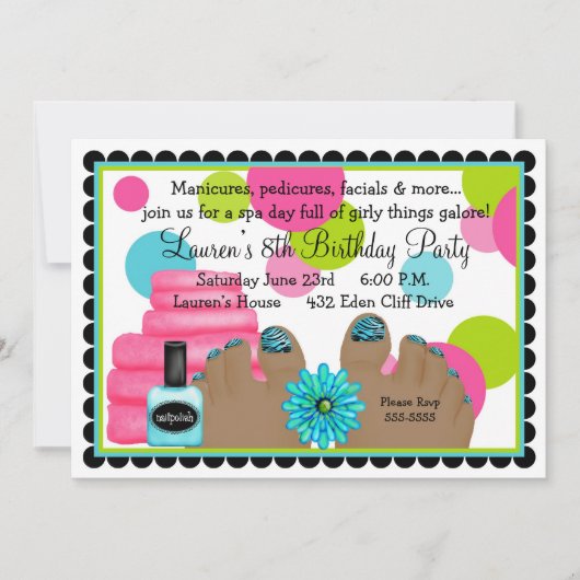 Spa Birthday party Invitations Kaart (Voorkant)