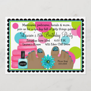 Spa Birthday party Invitations Kaart