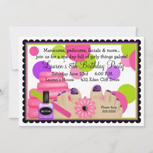Spa Birthday party Invitations Kaart (Voorkant)