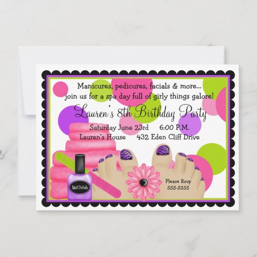 Spa Birthday party Invitations Kaart (Voorkant)