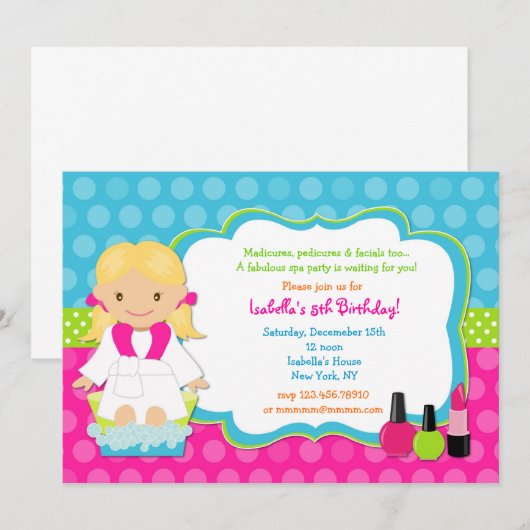 SPA Birthday Party Kaart (Voorkant / Achterkant)