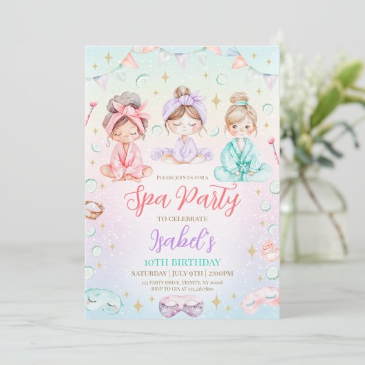 Spa Birthday Party Kaart (Staand voorkant)