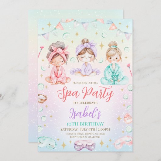Spa Birthday Party Kaart (Voorkant / Achterkant)