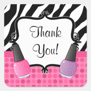 Spa Birthday Party Sticker Zebra Stripe