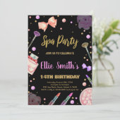 Spa Black Glitter Spa Uitnodigingen voor verjaarda (Staand voorkant)
