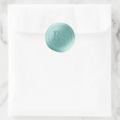 Spa Blauw Dubbel Monogram Huwelijkswaszegels Ronde Sticker (Tas)