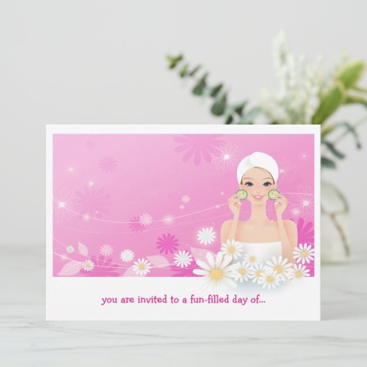 Spa Breeze Roze uitnodiging op zaterdag (Staand voorkant)