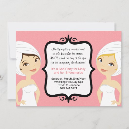 Spa Bridal Party Invitation Kaart (Voorkant)