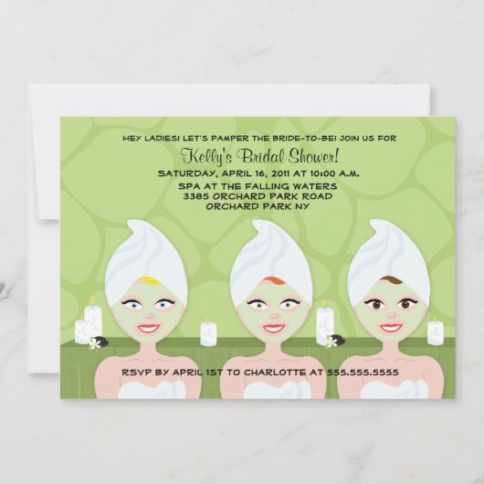 SPA BRIDAL SHOWER INVITATION Green Giraffe Print Kaart (Voorkant)