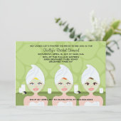 SPA BRIDAL SHOWER INVITATION Green Giraffe Print Kaart (Staand voorkant)