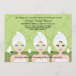 SPA BRIDAL SHOWER INVITATION Green Giraffe Print Kaart