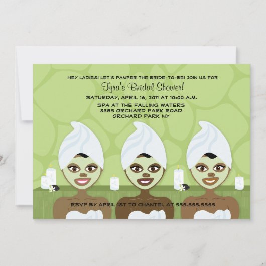 SPA BRIDAL SHOWER INVITATION - Green Kaart (Voorkant)