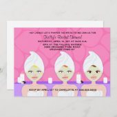 SPA BRIDAL SHOWER INVITATION Pink/Paars Kaart (Voorkant / Achterkant)
