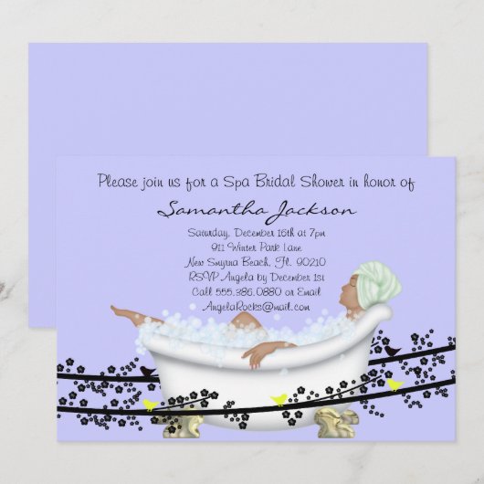 Spa Bride Vrijgezellenfeest nodigt uit Kaart (Voorkant / Achterkant)