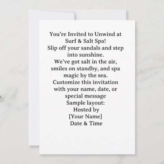 Spa by the beach with Hippo  Kaart (Achterkant)