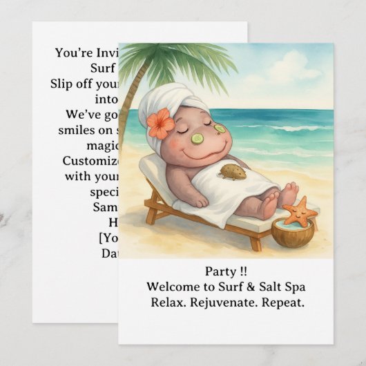 Spa by the beach with Hippo  Kaart (Voorkant / Achterkant)