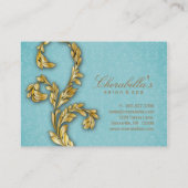 Spa Cadeaukaart Elegant Gold Leaf Blue Kortingskaartje (Achterkant)
