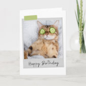 Spa Cat Funny Birthday Card Kaart (Voorkant)