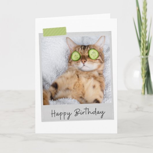 Spa Cat Funny Birthday Card Kaart (Voorkant)
