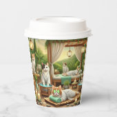 Spa Cat Thema behandeling voor Cat Lovers Papieren Bekers (Voorkant)