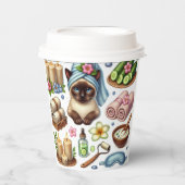 Spa Cat Thema behandeling voor Cat Lovers Papieren Bekers (Voorkant)