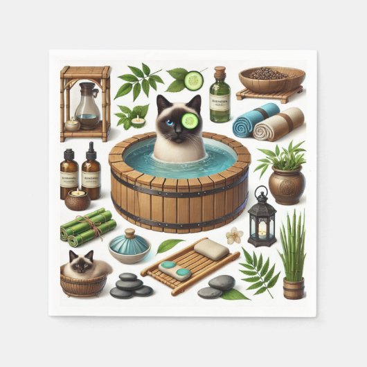 Spa Cat Thema behandeling voor Cat Lovers Servet (Voorkant)