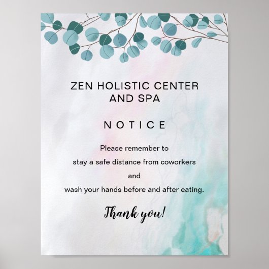 Spa COVID Safety Break Zaal Blauwgroen Zwarte Wate Poster (Voorkant)