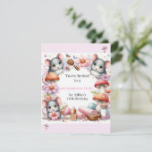 Spa Cute Mouse Sleepover Party Invitation Kaart (Staand voorkant)