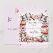 Spa Cute Mouse Sleepover Party Invitation Kaart (Voorkant / Achterkant)