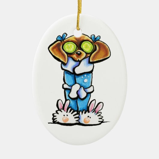 Spa Dachshund Keramisch Ornament (Voorkant)