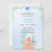 Spa Dag Bachelorette Party Blauw Bloemen Kaart (Voorkant)