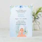 Spa Dag Bachelorette Party Blauw Bloemen Kaart (Staand voorkant)